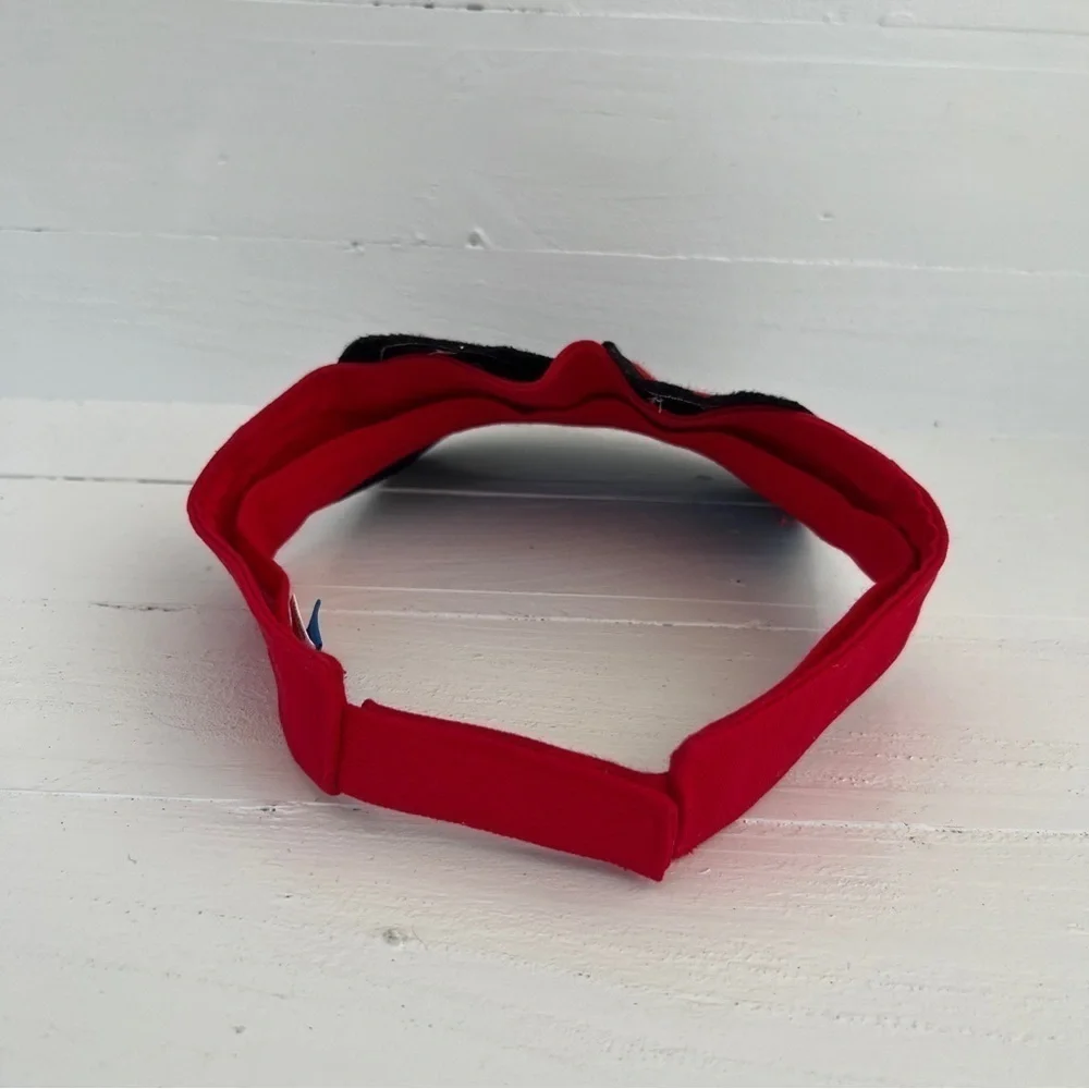 Disney Minnie Mouse Red Black White Hat Visor Hook And Loop Vacation Summer